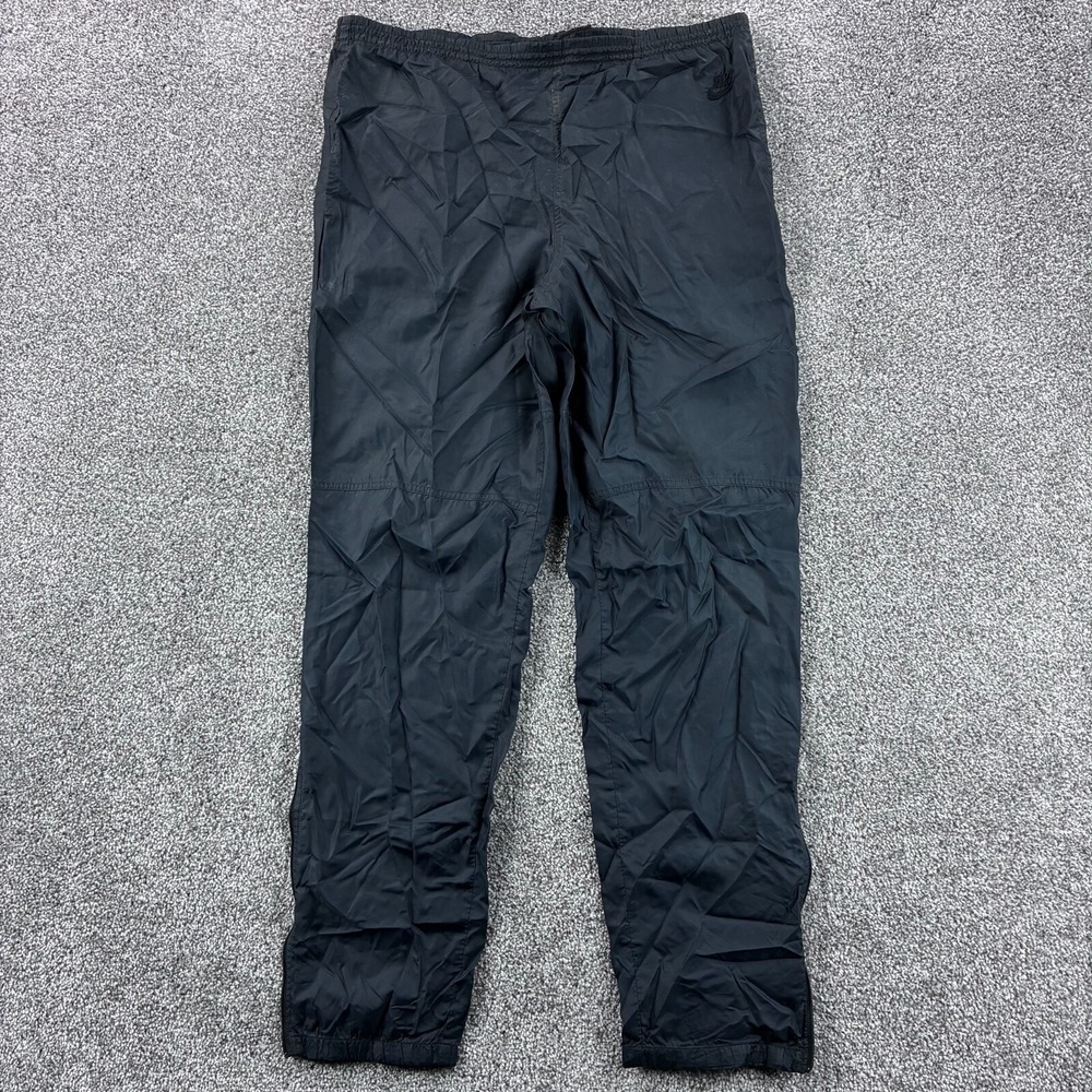 Vintage Nike‎ Track Pants Mens M Black Tonal Small Swoosh Ankle Zip Running